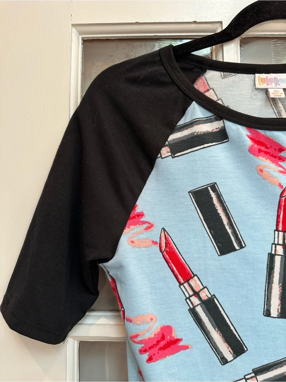 LuLaRoe Limited Edition Julia Lipstick Print Raglan Shift Midi Dress Size XS